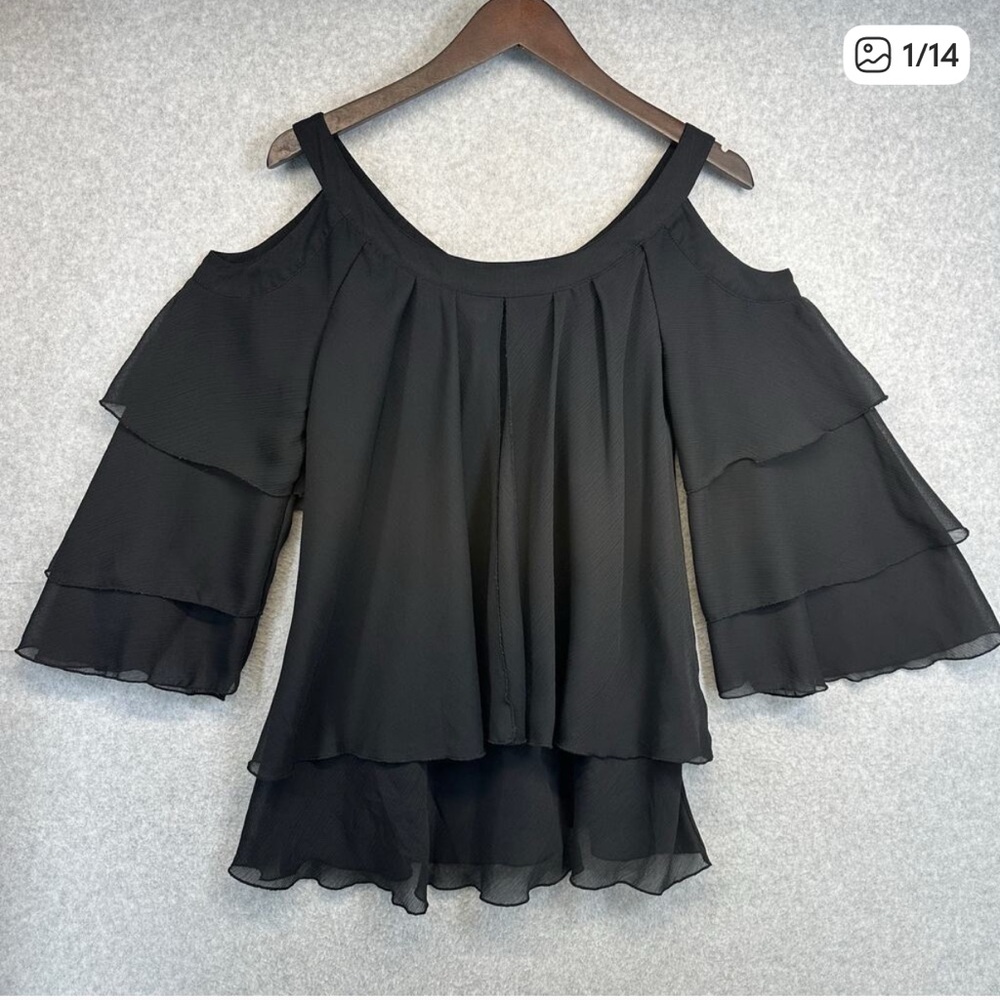Hot In Hollywood Cold Shoulder Black Blouse Size 2X